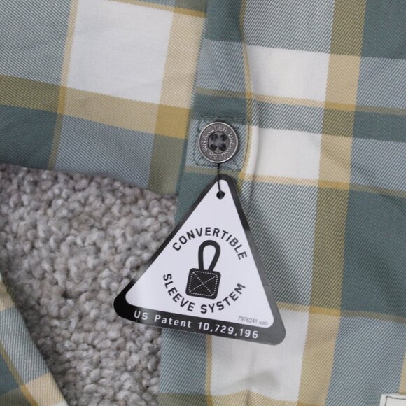 Wrangler Shirt NWT Mens Large Green/Yellow Regular Fit Roll Sleeve Stretch L/S - Picture 7 of 13